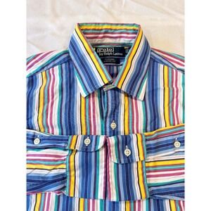 POLO RALPH LAUREN Men's M Cotton Multicolor‎ Curham Custom Fit Button Up Shirt
